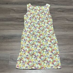 CDC 12 Shift Dress Blue Yellow Floral Bold Pastel Cotton Easter Cottagecore VTG